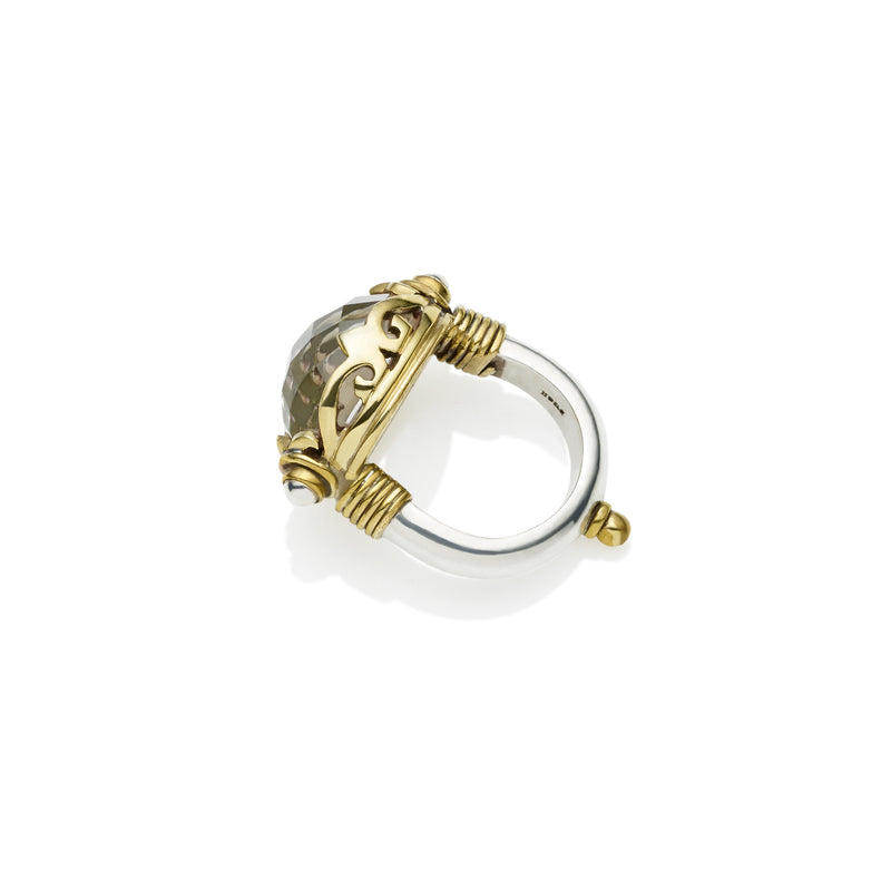 Empress Monarch Ring | Faceted Crystal, Sterling Silver with Gold Plate