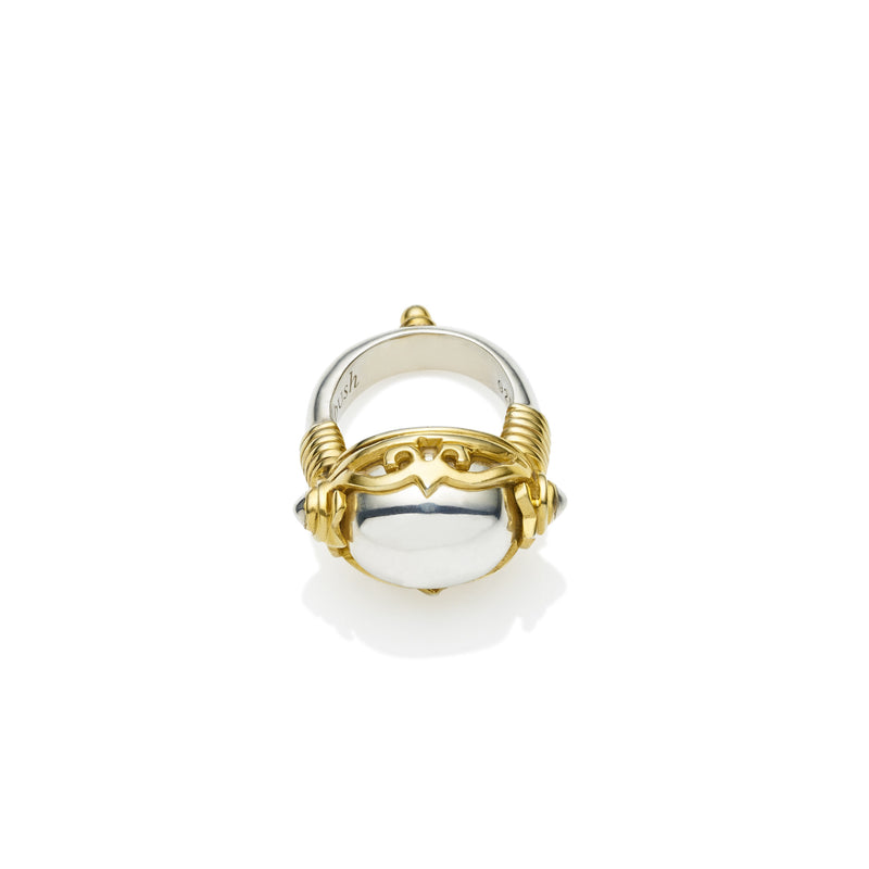 Empress Monarch Ring | 925 Sterling Silver Cabochon, Sterling Silver with Gold Plate