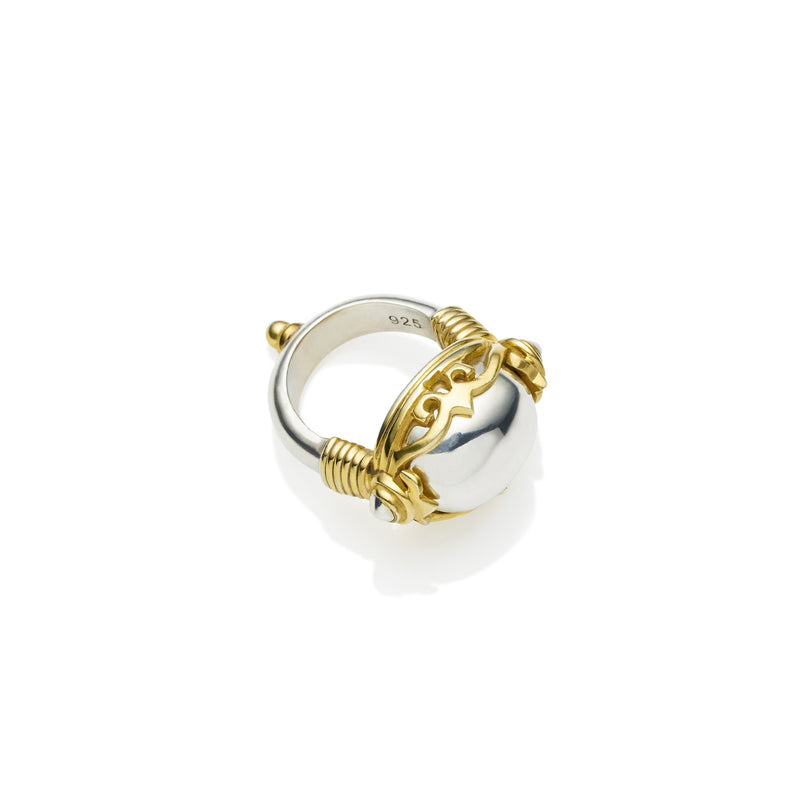 Empress Monarch Ring | 925 Sterling Silver Cabochon, Sterling Silver with Gold Plate