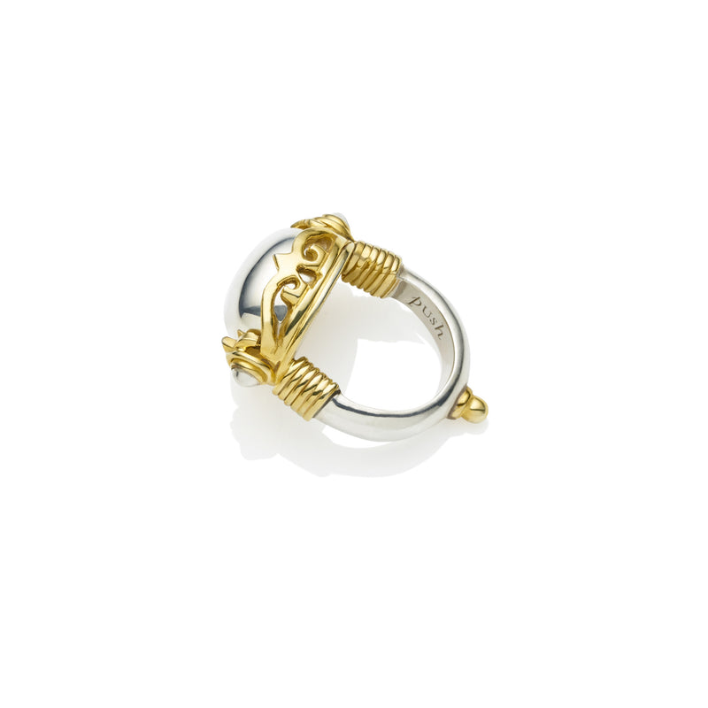 Empress Monarch Ring | 925 Sterling Silver Cabochon, Sterling Silver with Gold Plate