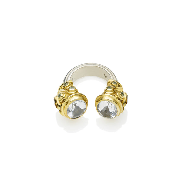 Shahaka Ring | Faceted Crystal and Sterling Silver with Gold Plate