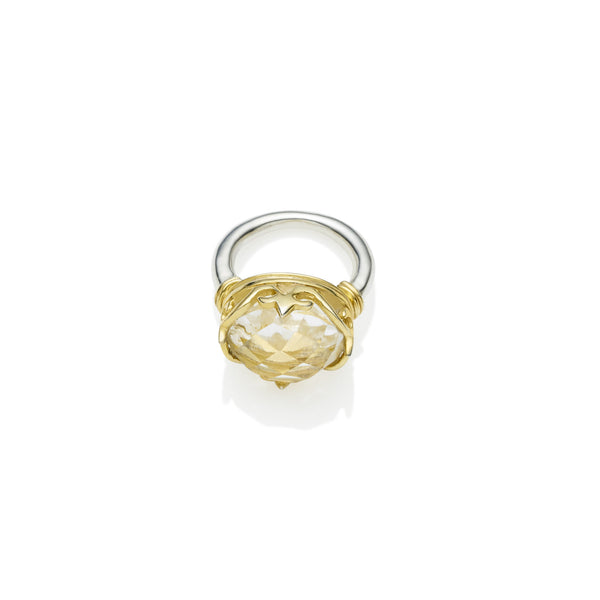 Princess Monarch Ring | Faceted Crystal and Gold Plated Sterling Silver
