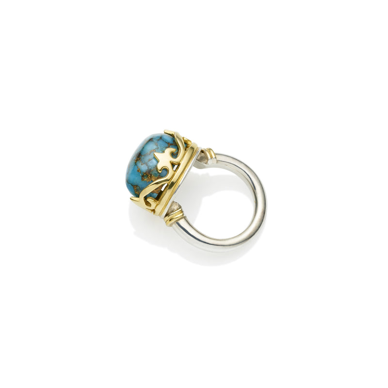 Princess Monarch Ring | Sterling Silver Gold Plate and Blue Copper Turquoise