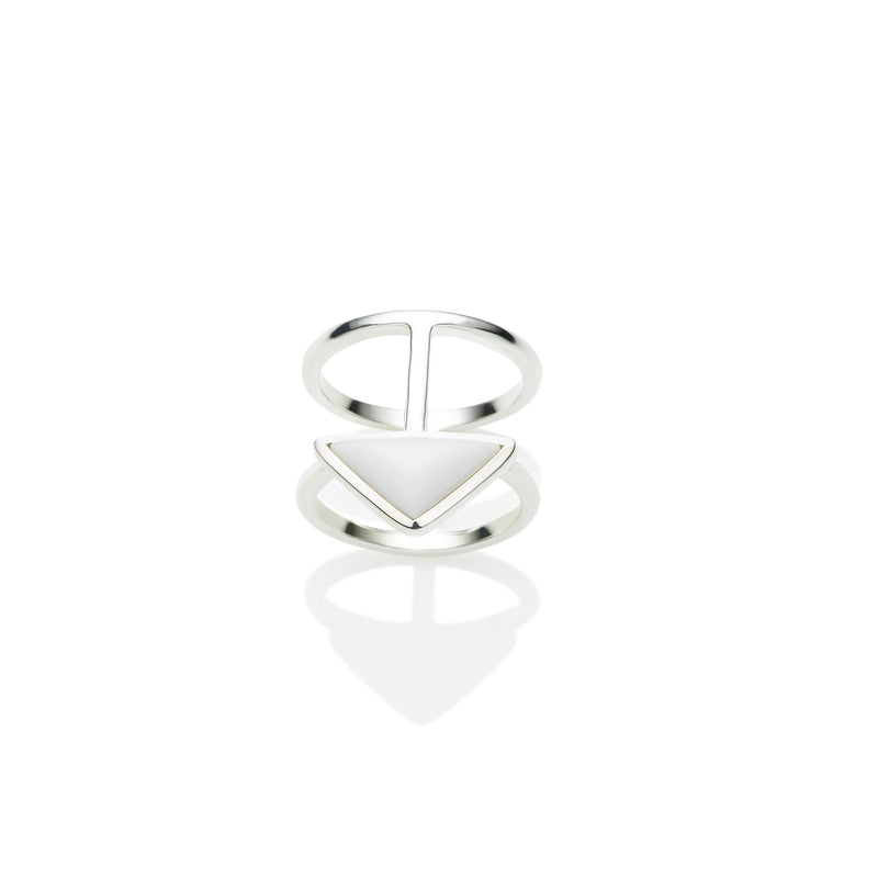 En Tribe Ring | White Agate with Sterling Silver