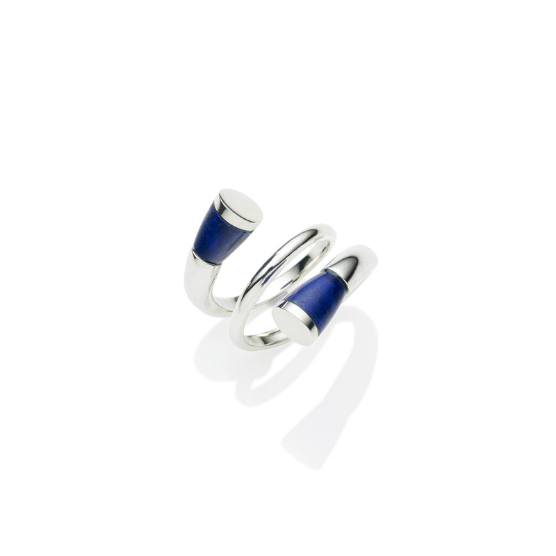 Sterling silver comet ring with Lapis stone, jewellery designer, handmade