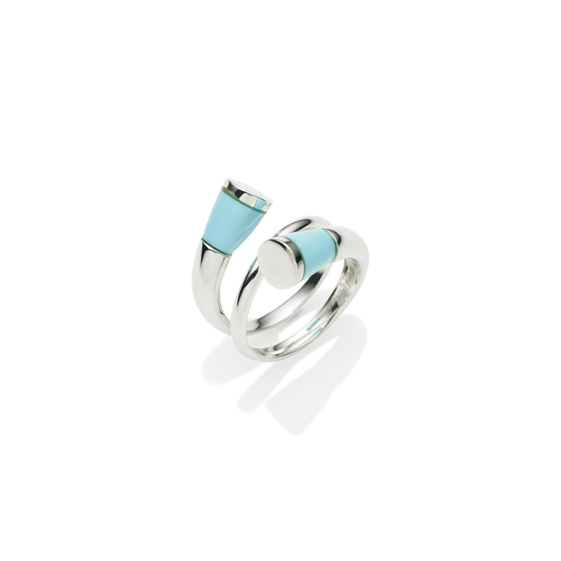 Sterling silver comet ring with turquoise stone, jewellery designer, handmade