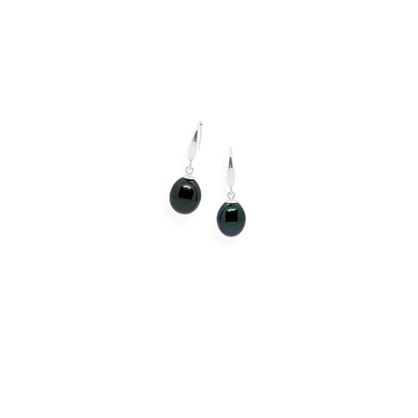 Smooth Earrings | Black Pearl and Sterling Silver