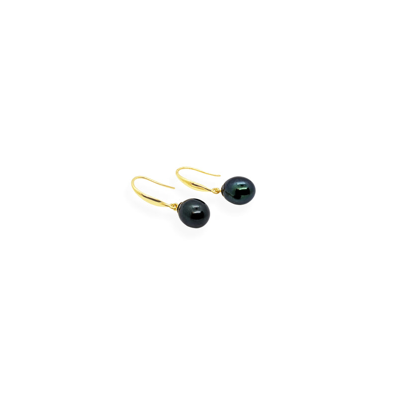 Smooth Earrings | Black Pearl, Sterling Silver and Gold Plate