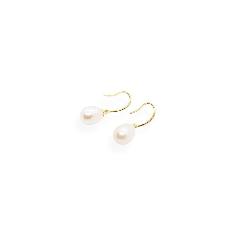 Smooth Earrings | White Pearl, Sterling Silver and Gold Plate