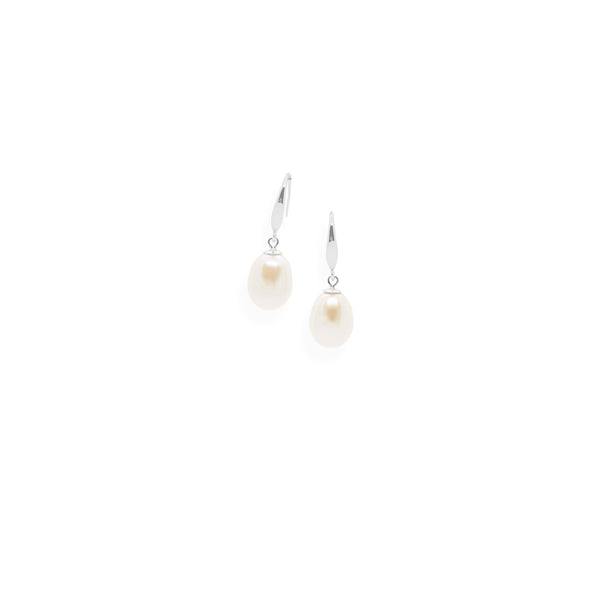 Smooth Earrings | White Pearl and Sterling Silver