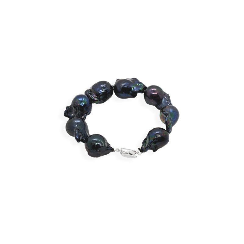 Baroque Pearl Bracelet | Black Pearl and Sterling Silver