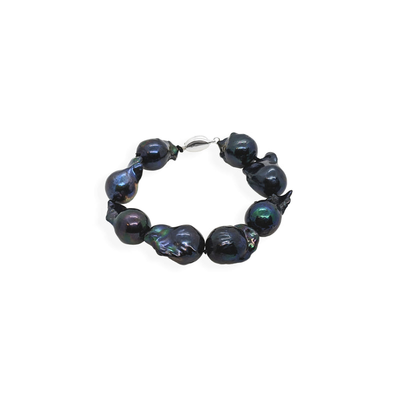 Baroque Pearl Bracelet | Black Pearl and Sterling Silver