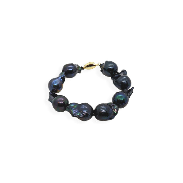 Baroque Pearl Bracelet | Black Pearl and Gold Plate