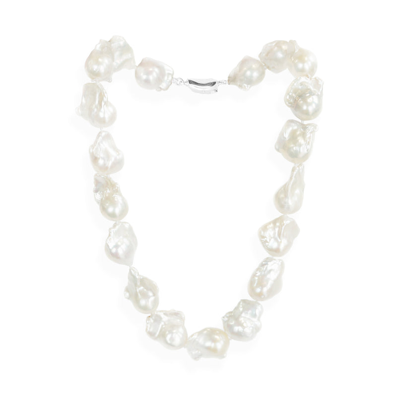 Baroque Pearl Necklace | White Pearl and Sterling Silver