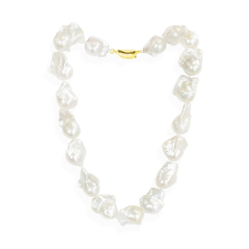 Baroque Pearl Necklace | White Pearl and Gold Plate