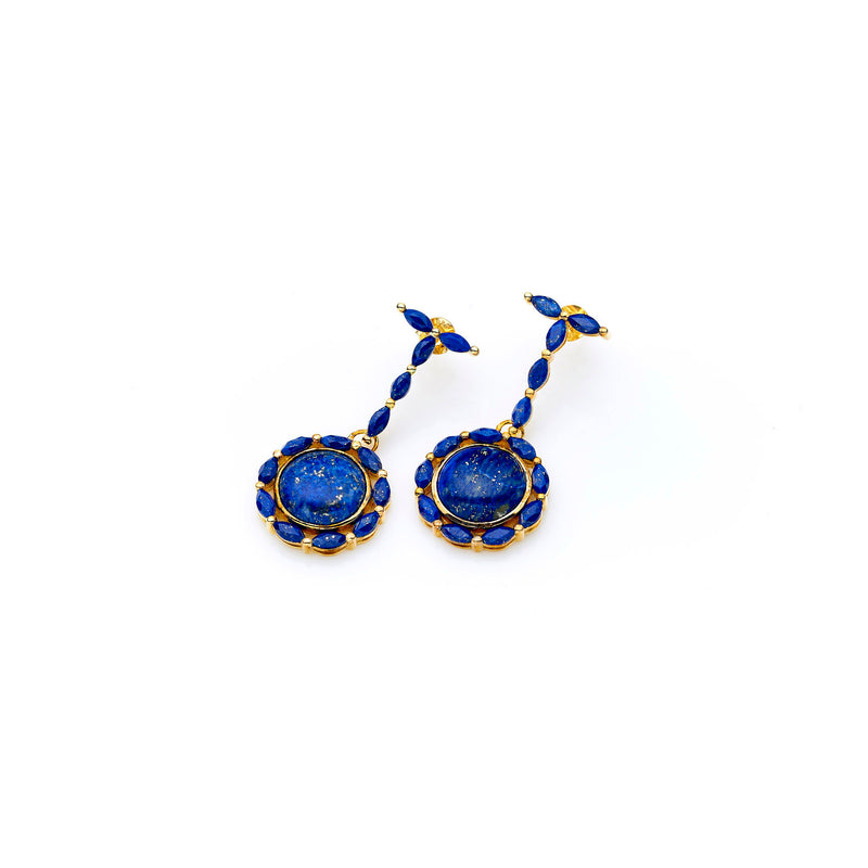 Mahu Drop Earring | Lapis and 925 Sterling Silver Gold Plate