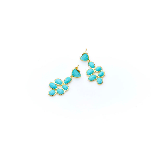 Bek Earring | Turquoise with Sterling Silver and Gold Plate