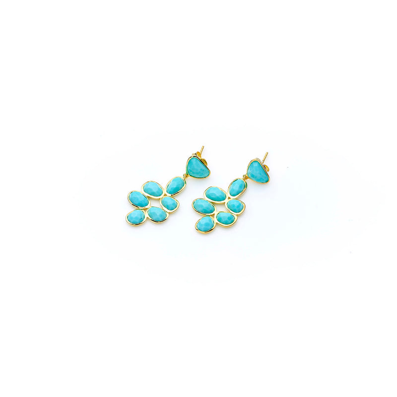 Bek Earring | Turquoise with Sterling Silver and Gold Plate