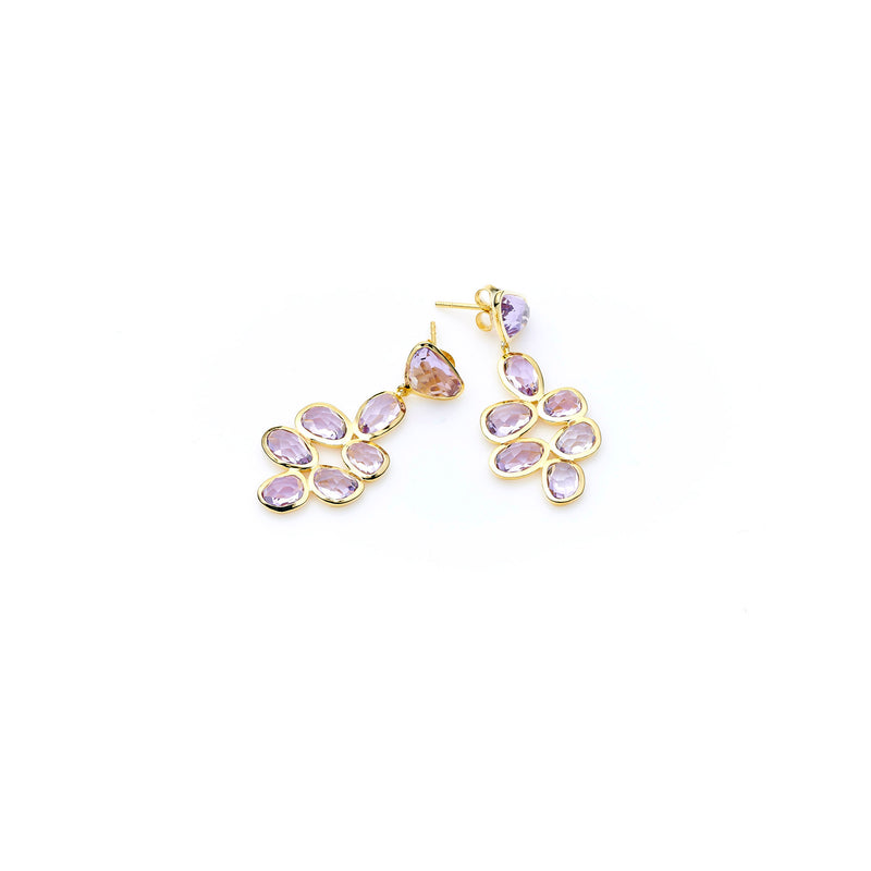 Bek Earring | Amethyst with Sterling Silver and Gold Plate
