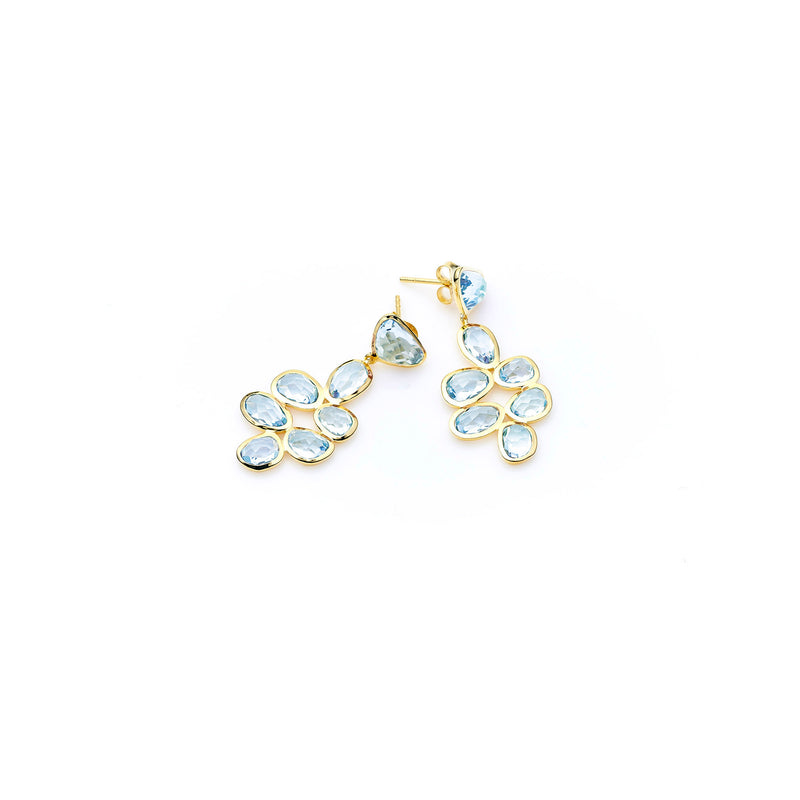 Bek Earring | Blue Topaz with Sterling Silver and Gold Plate