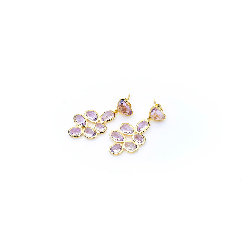 Bek Earring | Amethyst with Sterling Silver and Gold Plate