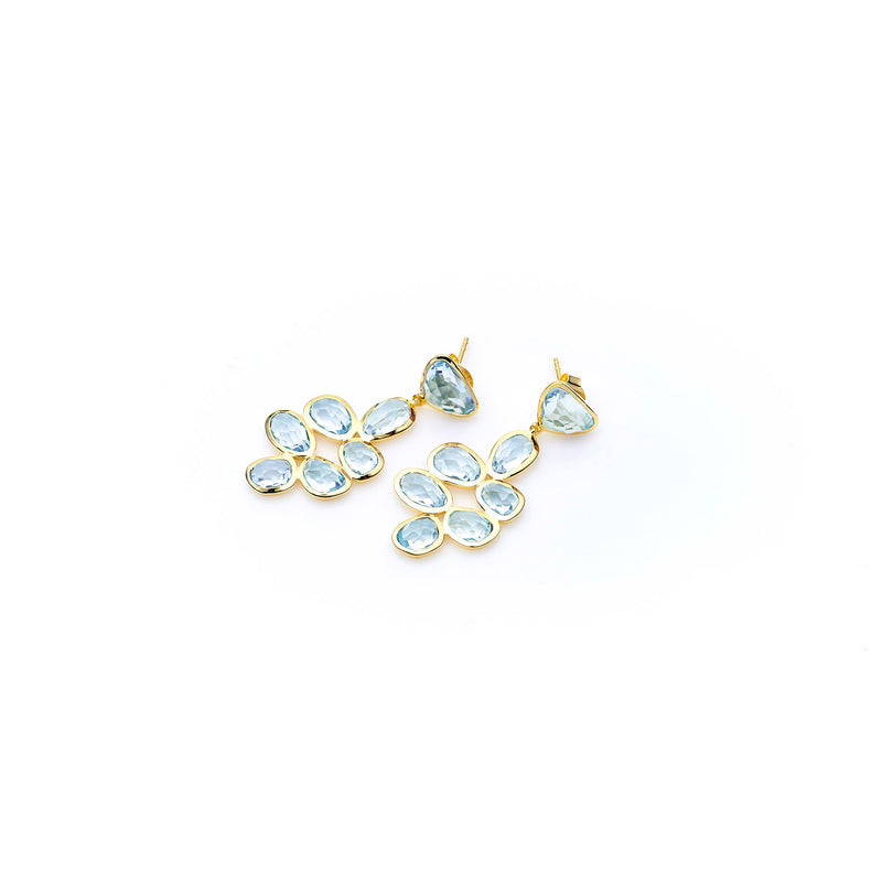 Bek Earring | Blue Topaz with Sterling Silver and Gold Plate