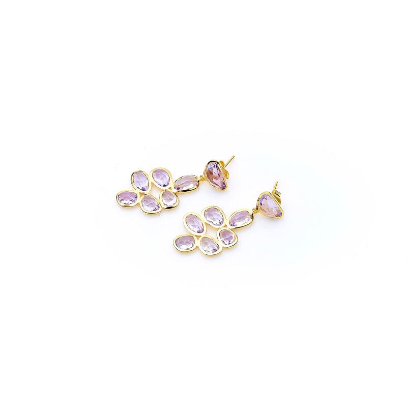 Bek Earring | Amethyst with Sterling Silver and Gold Plate