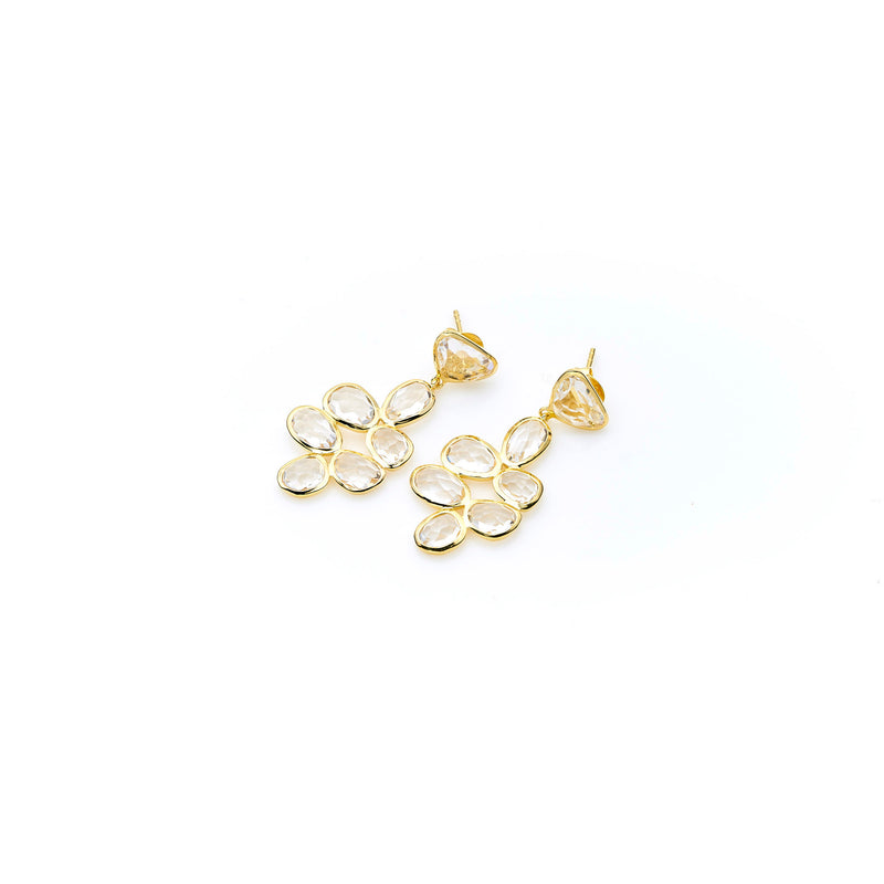 Bek Earring | Crystal with Sterling Silver and Gold Plate