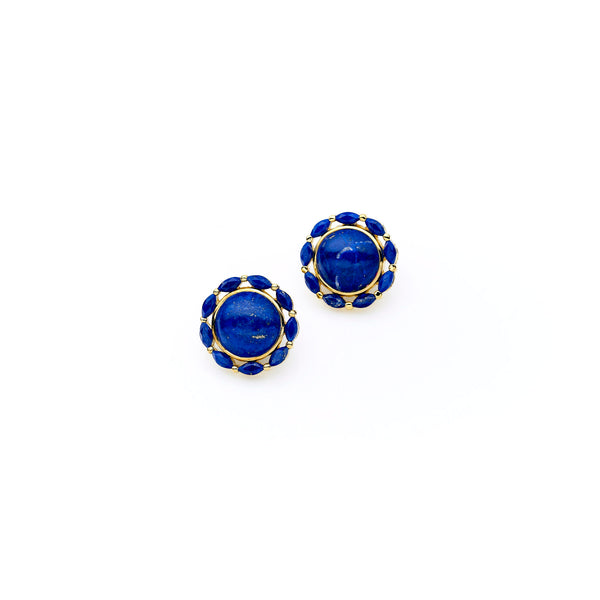 Mahu Stud | Lapis and 925 Sterling Silver Gold Plate