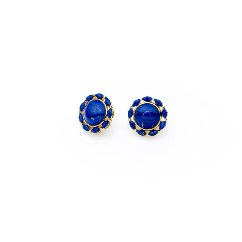 Mahu Stud | Lapis and 925 Sterling Silver Gold Plate