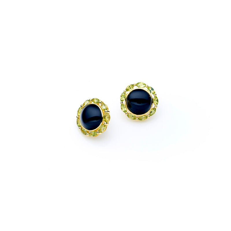 Mahu Stud | Peridot and Black Onyx with 925 Sterling Silver Gold Plate