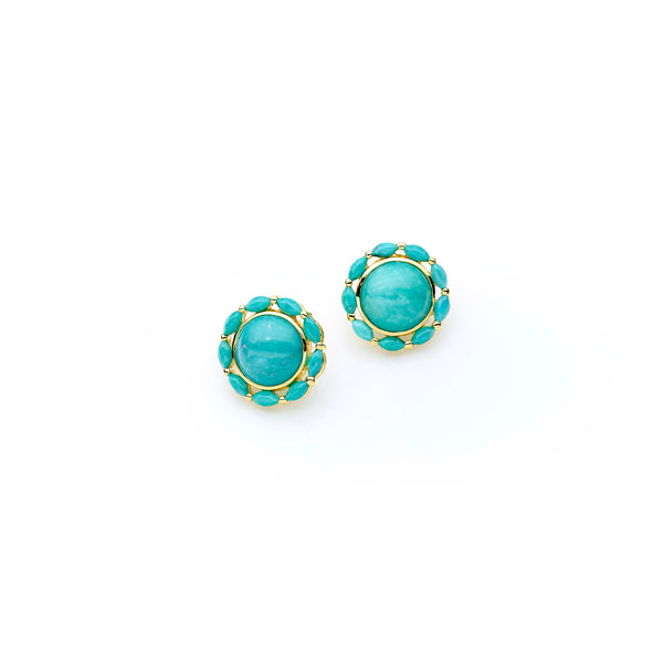 Mahu Stud | Turquoise and 925 Sterling Silver Gold Plate