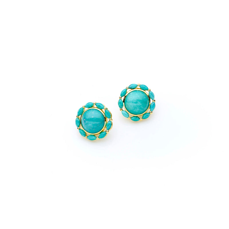 Mahu Stud | Turquoise and 925 Sterling Silver Gold Plate