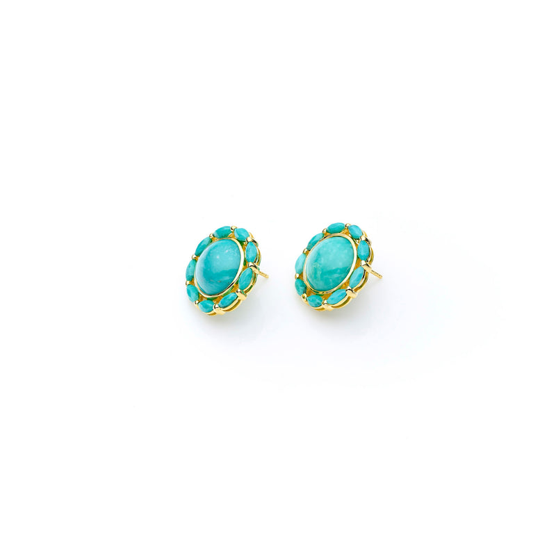 Mahu Stud | Turquoise and 925 Sterling Silver Gold Plate