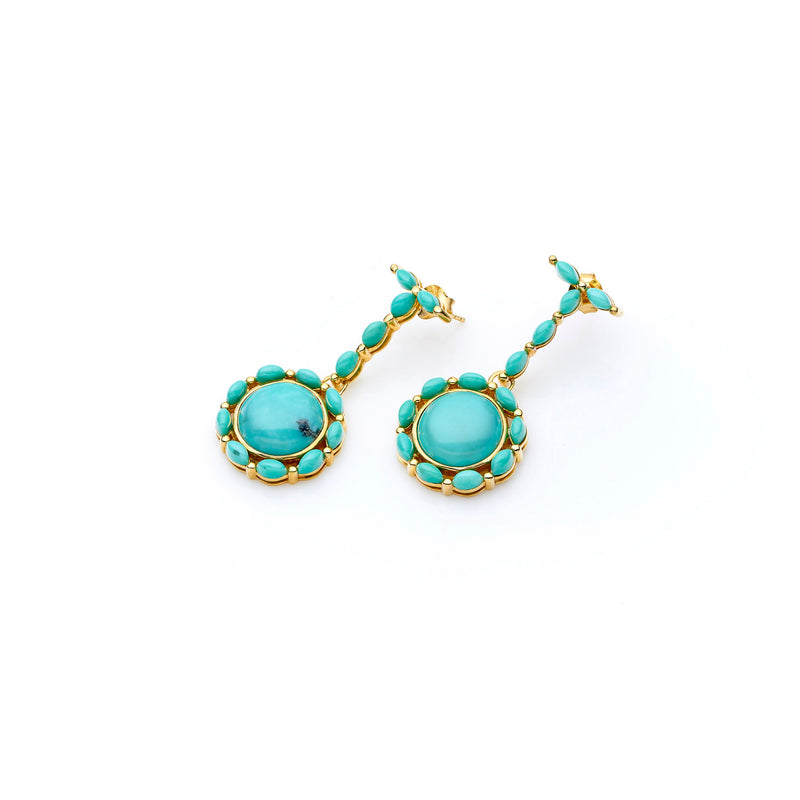 Mahu Drop Earring | Turquoise and 925 Sterling Silver Gold Plate