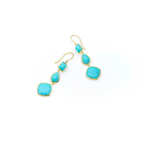 Lysandra Earring | Turquoise and 925 Sterling Silver Gold Plate