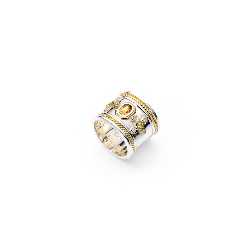 Ra Ring | 925 Sterling Silver and Gold Plate with Multi Stone