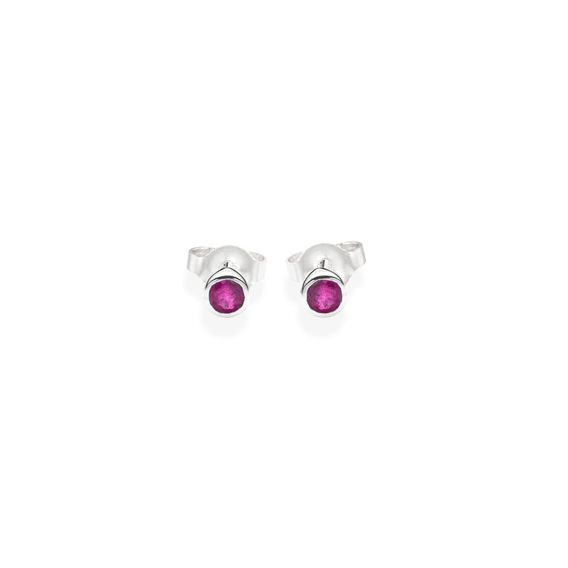 Jupiter's Moon Stud | Ruby and 925 Sterling Silver