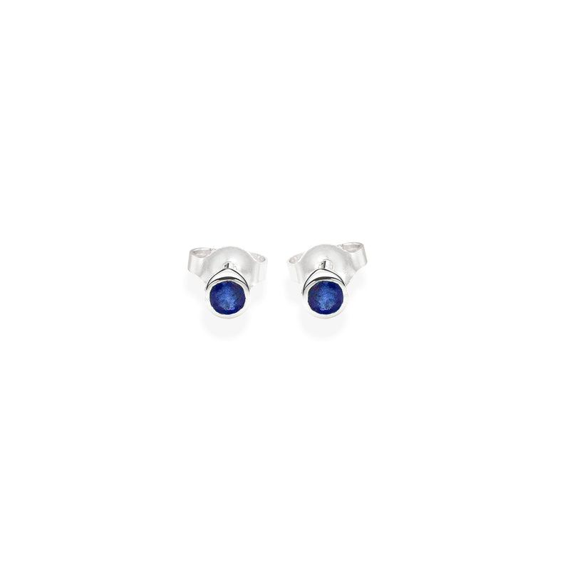 Jupiter's Moon Stud | Blue Sapphire and 925 Sterling Silver