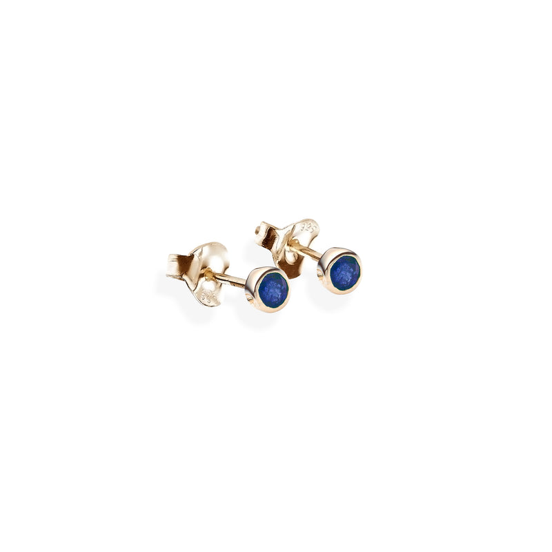 Jupiter's Moon Stud | 9k Gold with Blue Sapphire