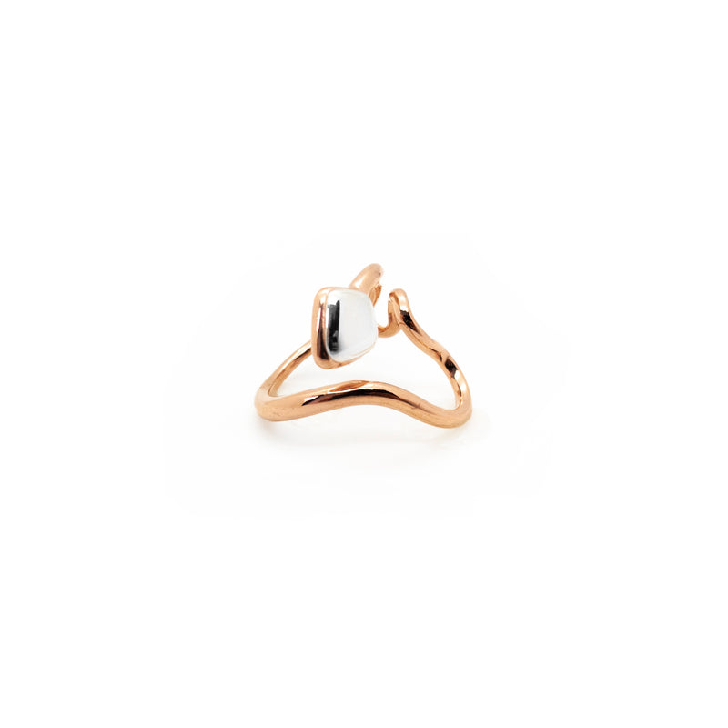 Abstract Snake Ring 925 Sterling Silver Rose Gold Plate