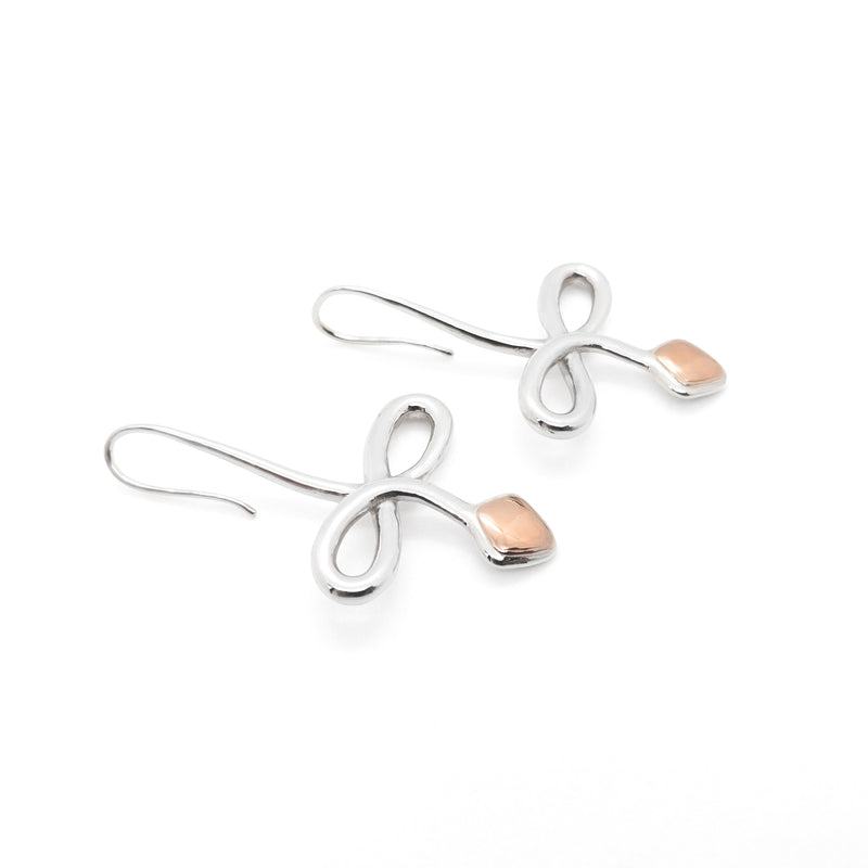 Snake Drop Earring | 925 Sterling Silver Rose Gold Plate