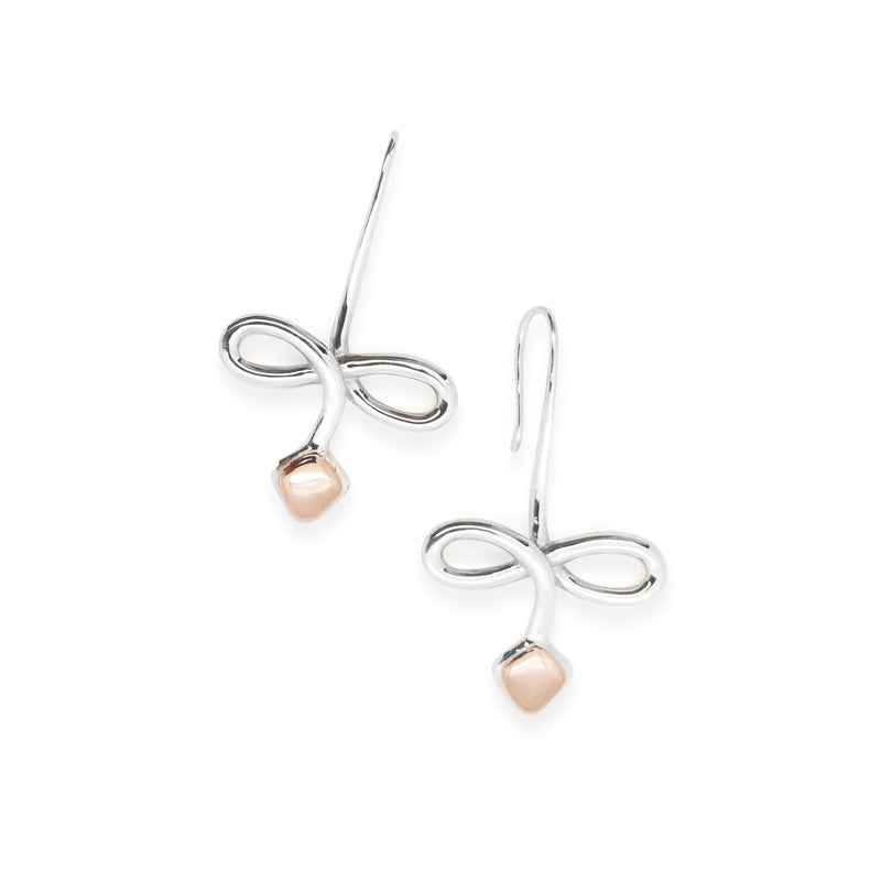 Snake Drop Earring | 925 Sterling Silver Rose Gold Plate