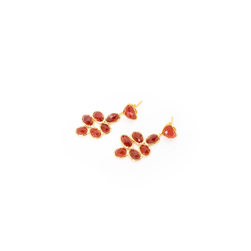 Bek Earring | Carnelian with Sterling Silver and Gold Plate