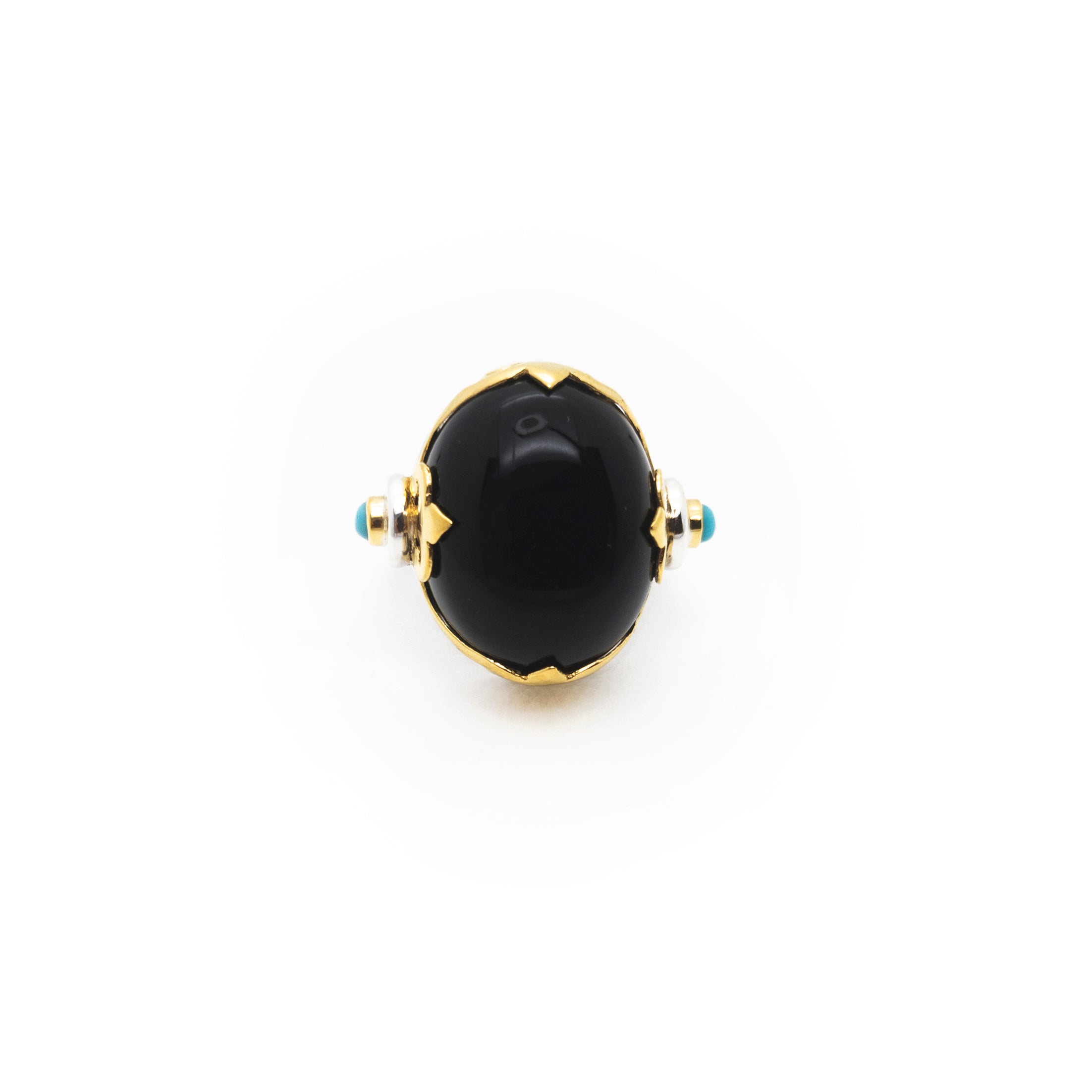 Queen Monarch Ring | Black Onyx, Sterling Silver with Gold Plate
