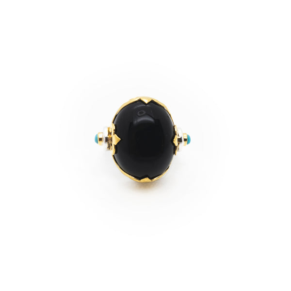 Queen Monarch Ring | Black Onyx, Sterling Silver with Gold Plate