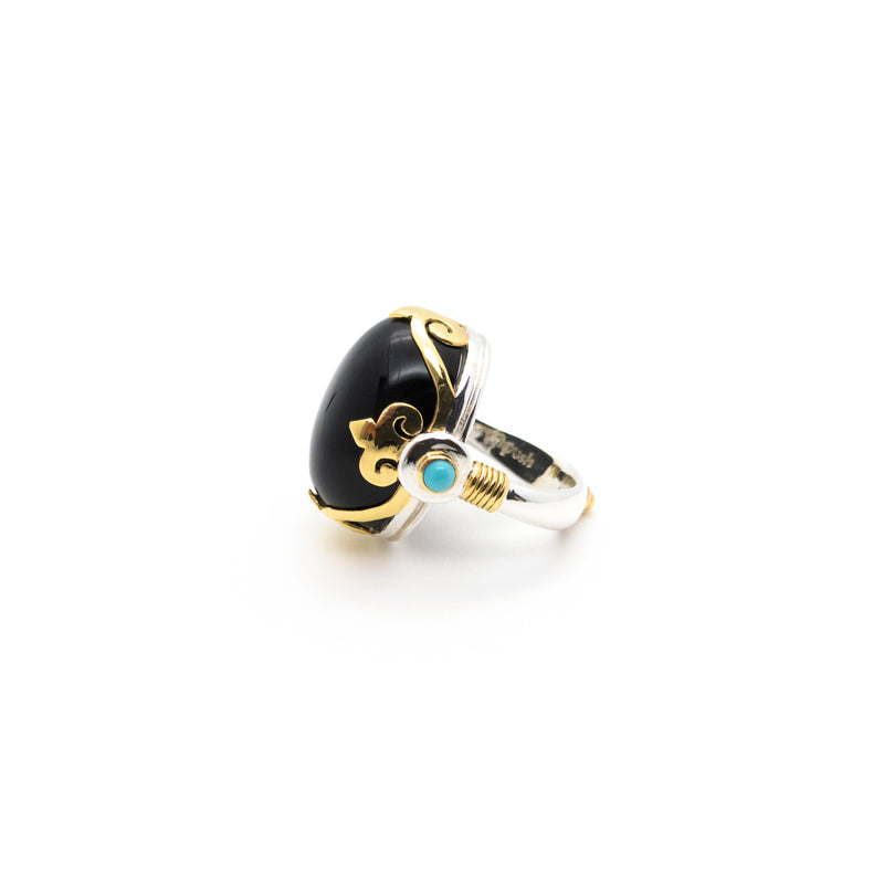 Queen Monarch Ring | Black Onyx, Sterling Silver with Gold Plate