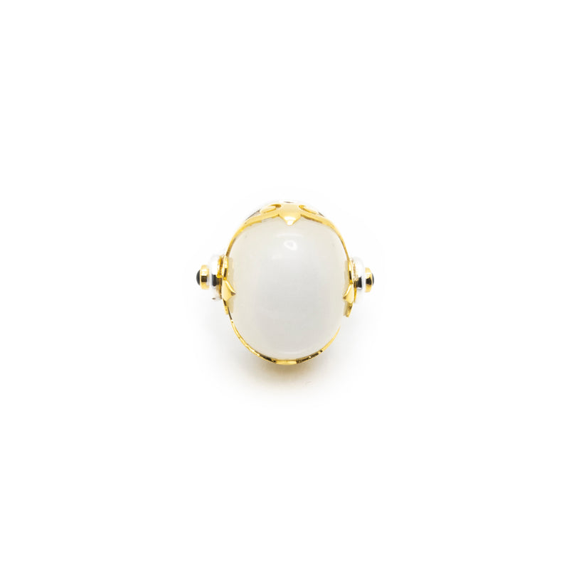 Queen Monarch Ring | Moonstone, Sterling Silver with Gold Plate