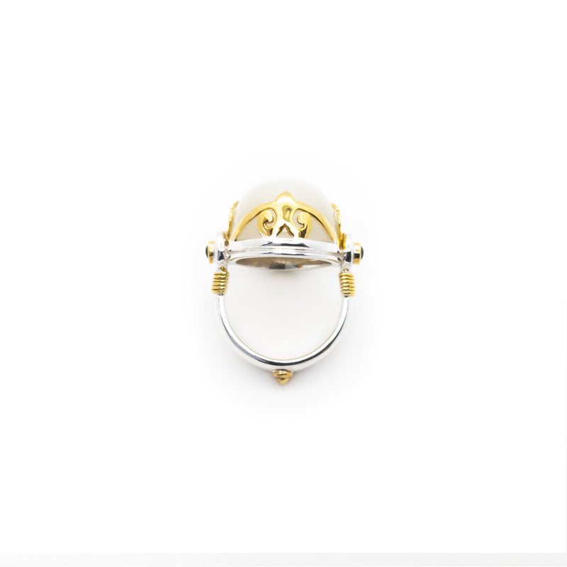 Queen Monarch Ring | Moonstone, Sterling Silver with Gold Plate