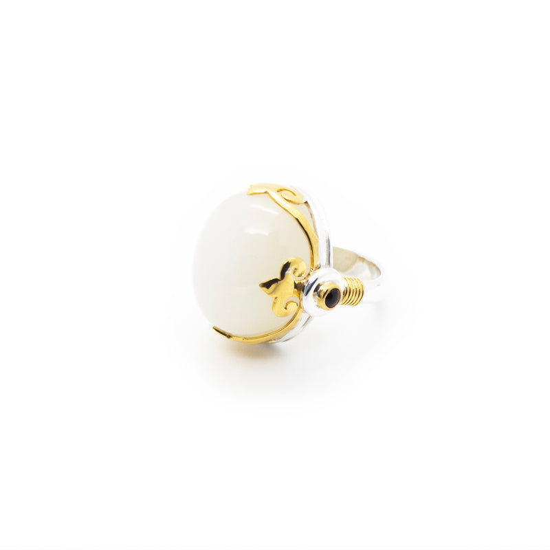 Queen Monarch Ring | Moonstone, Sterling Silver with Gold Plate
